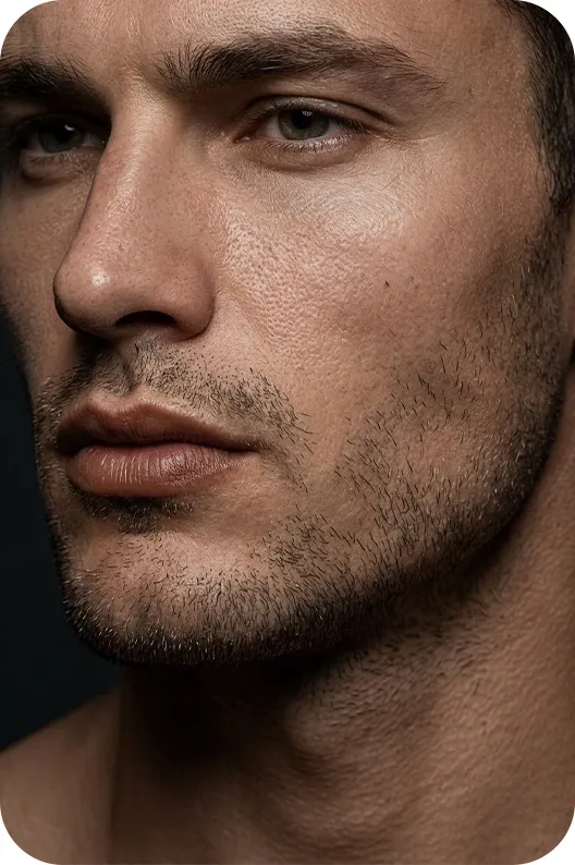 Rostro masculino con la mandíbula definida